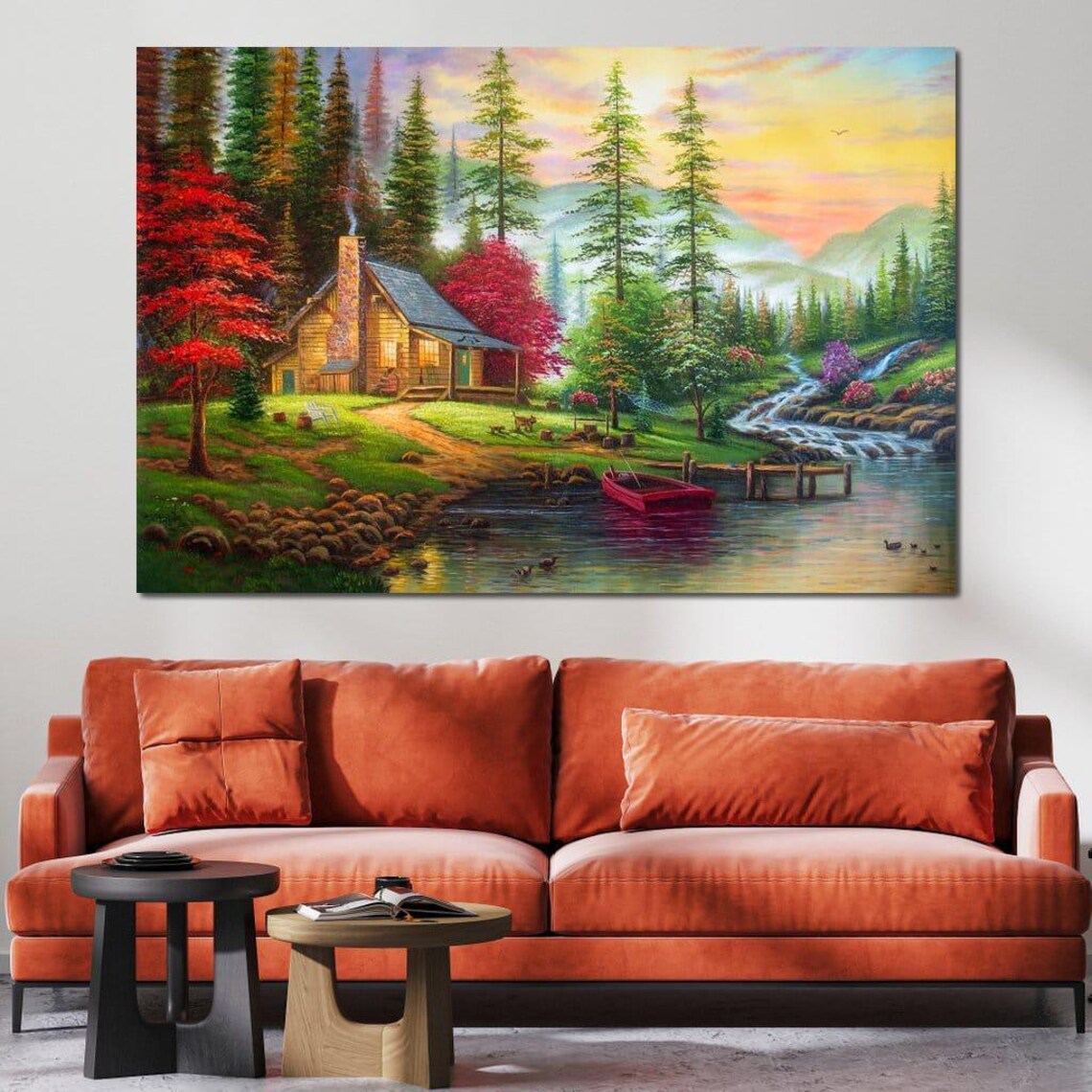 The House by the River, Landscape Art Print - Image 3
