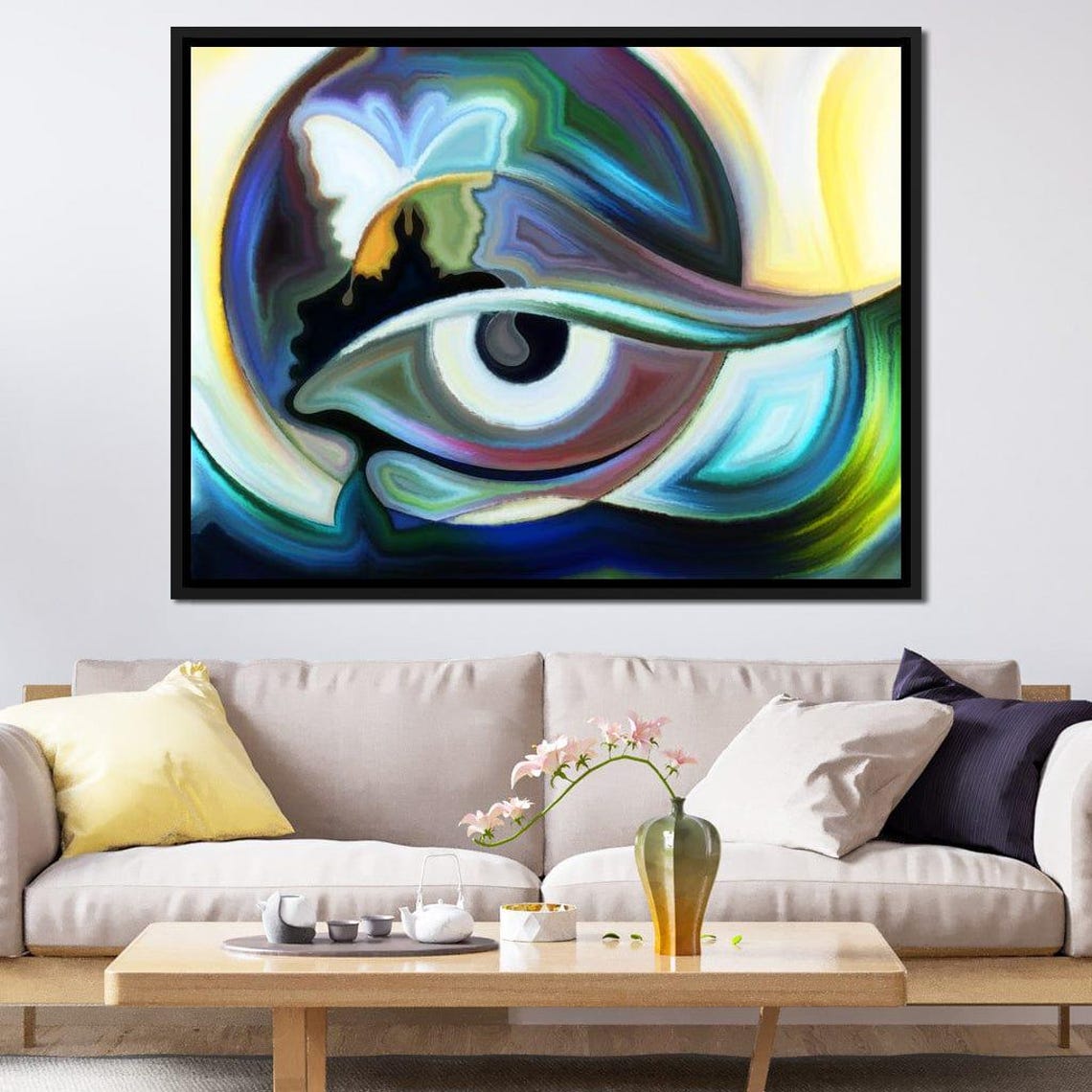 Psychedelic Third Eye Visionary Abstract Blue Green Mystical Wall Art