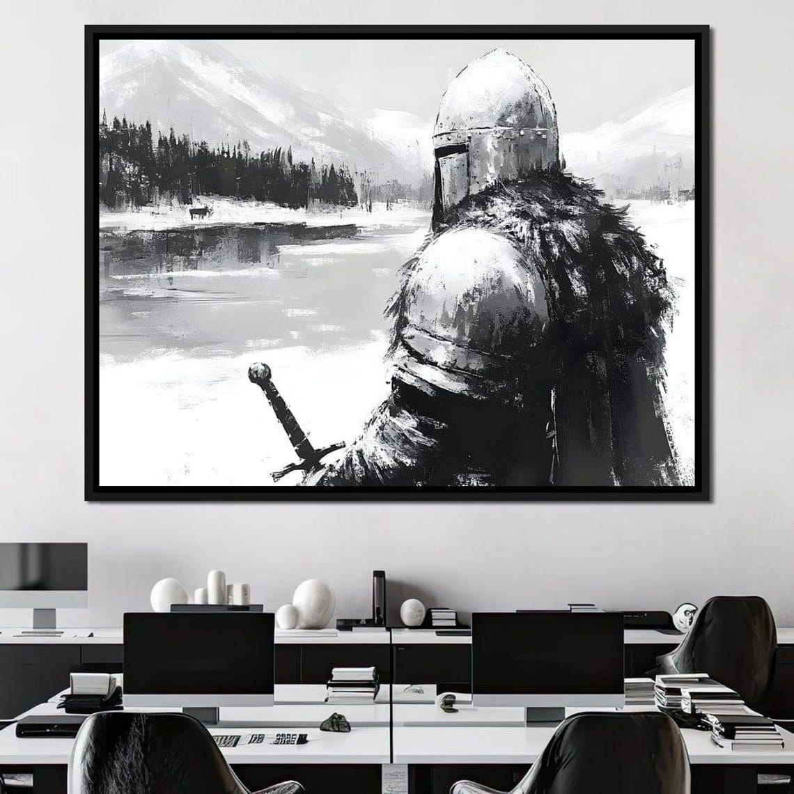 Lone Knight By Frozen Lake With Sword In Winter Fantasy Poster - Image 4