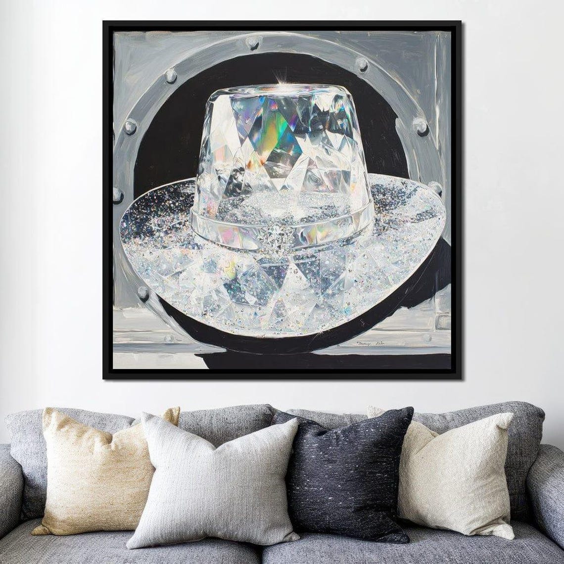 Crystal Diamond Cowboy Hat Sparkly Silver Glam Western Hat Wall Poster - Image 4