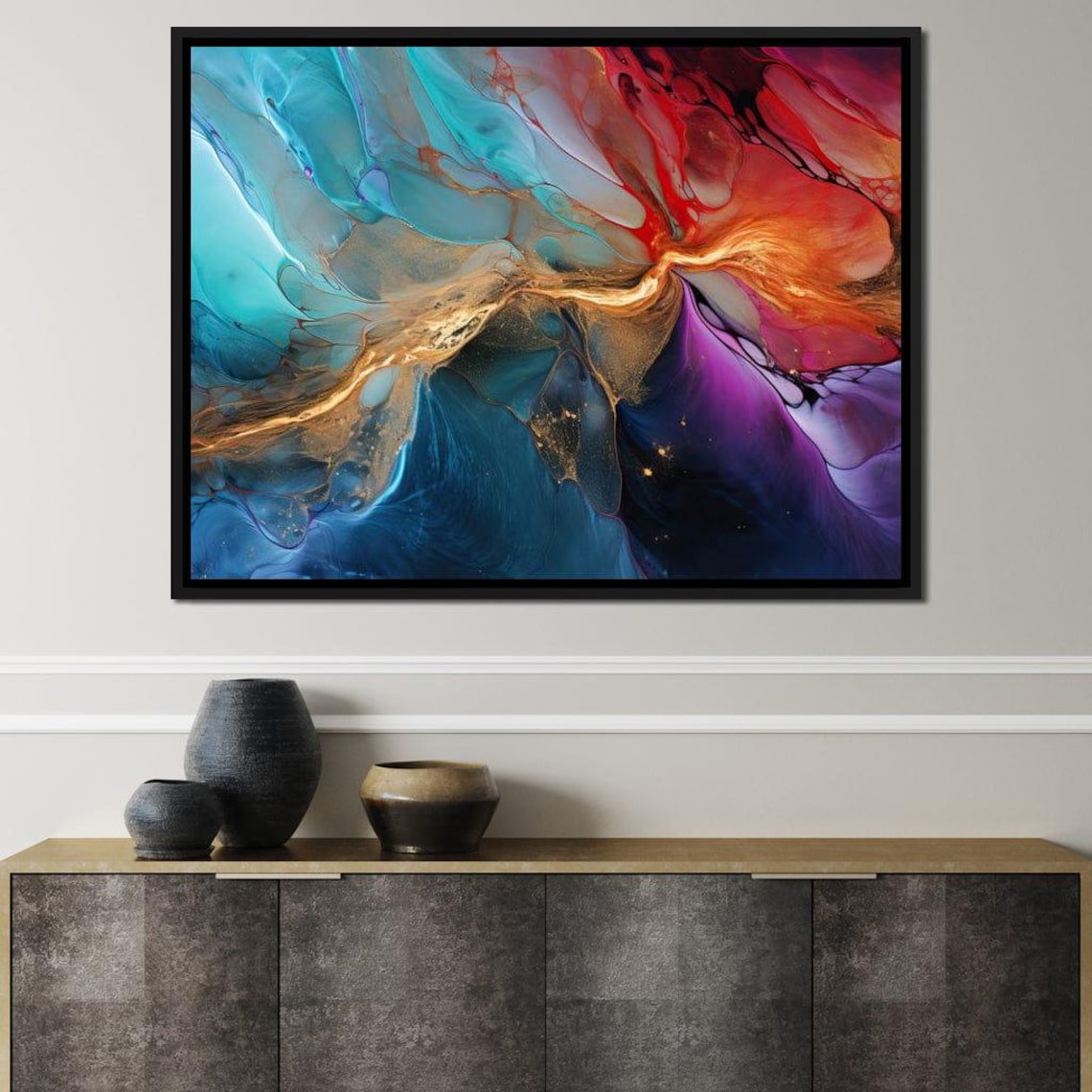 Marbled Movements Abstract Decor, Fluid Art Design
