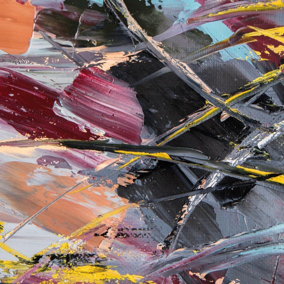 Abstract Surface, Modern Geometric Oil Painting - Image 2