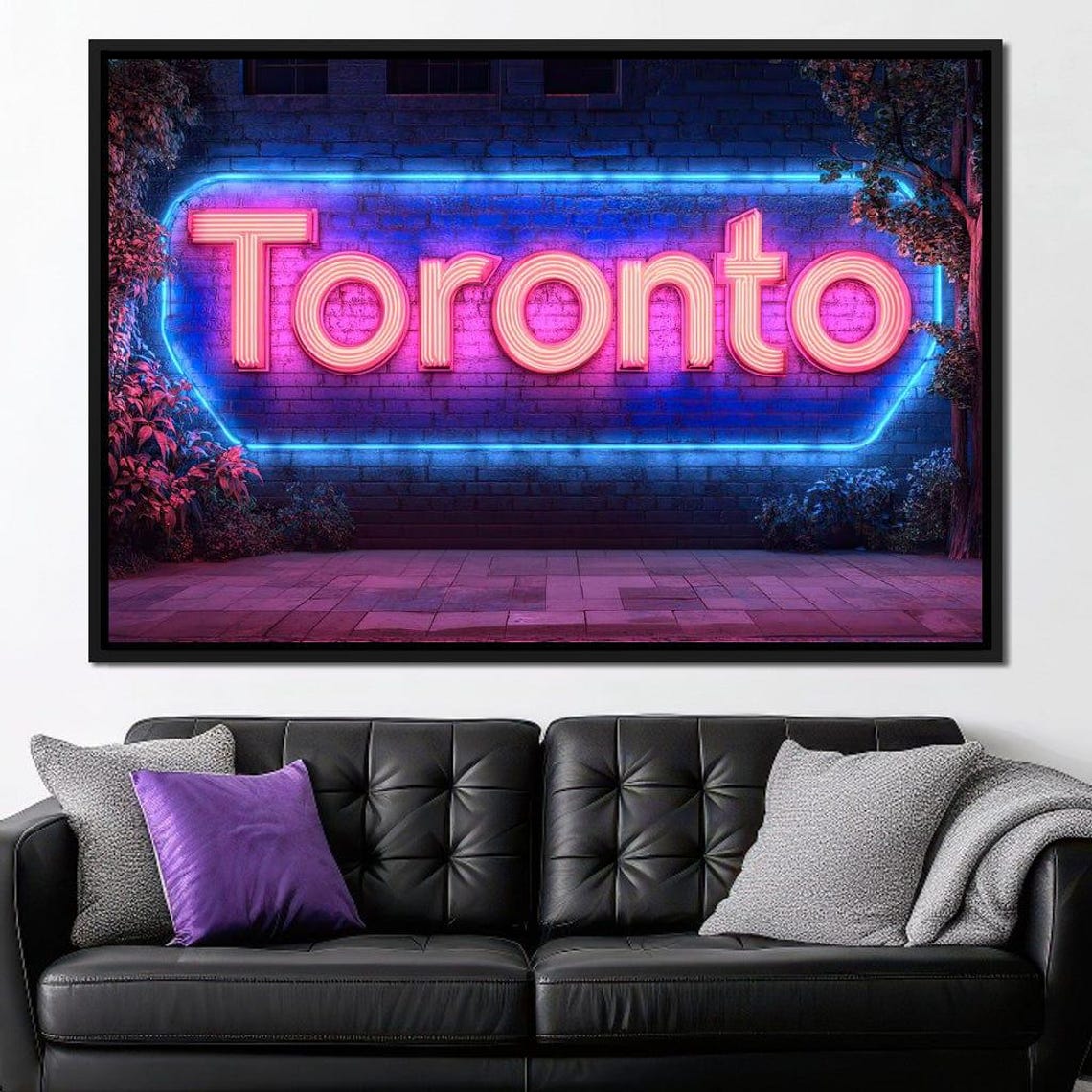 Toronto Pink Blue Neon Sign Brick Wall Night City Typography Poster - Image 4
