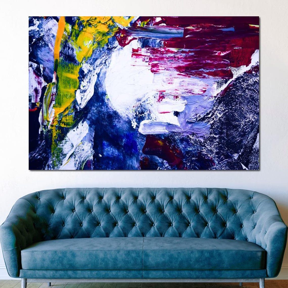 Blue Red Yellow Abstract Splash Modern Ocean Vibe Wall Art Poster - Image 3