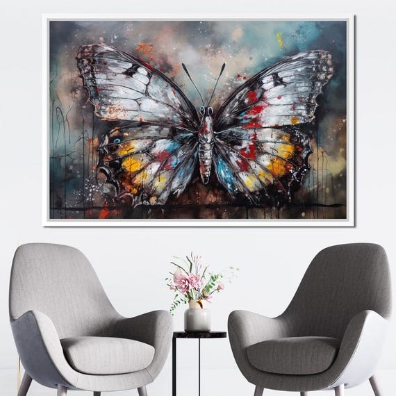 Urban Jungle Butterfly Colorful Modern Home Decor Nature Inspired Wall Art Print Insect Artwork By Nichecanvas