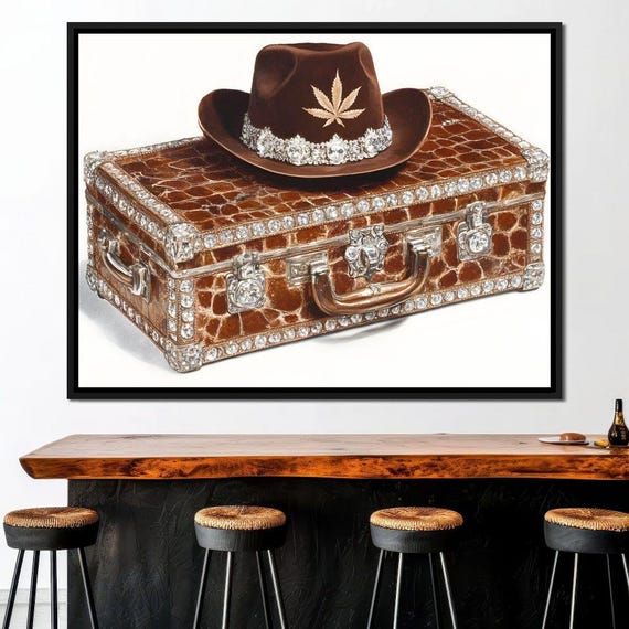 Cowboy Allure Western Luxe Stylish Brown Decor Cowboy Hat Art Rustic Home Accent Wall Decor By Nichecanvas
