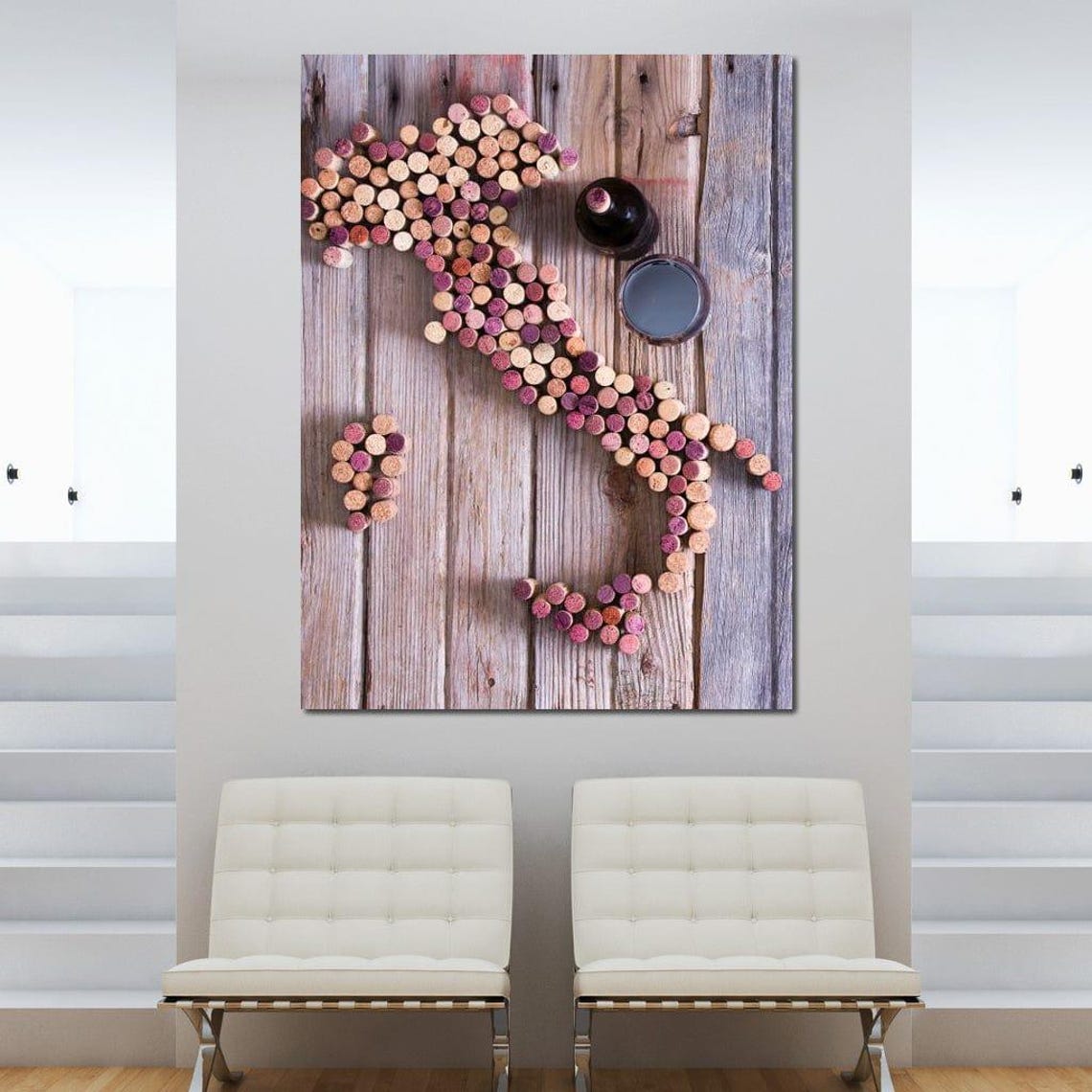 Map Of Italy Made Of Wine Corks Rustic Italian Kitchen Wine Bar Poster - Image 3