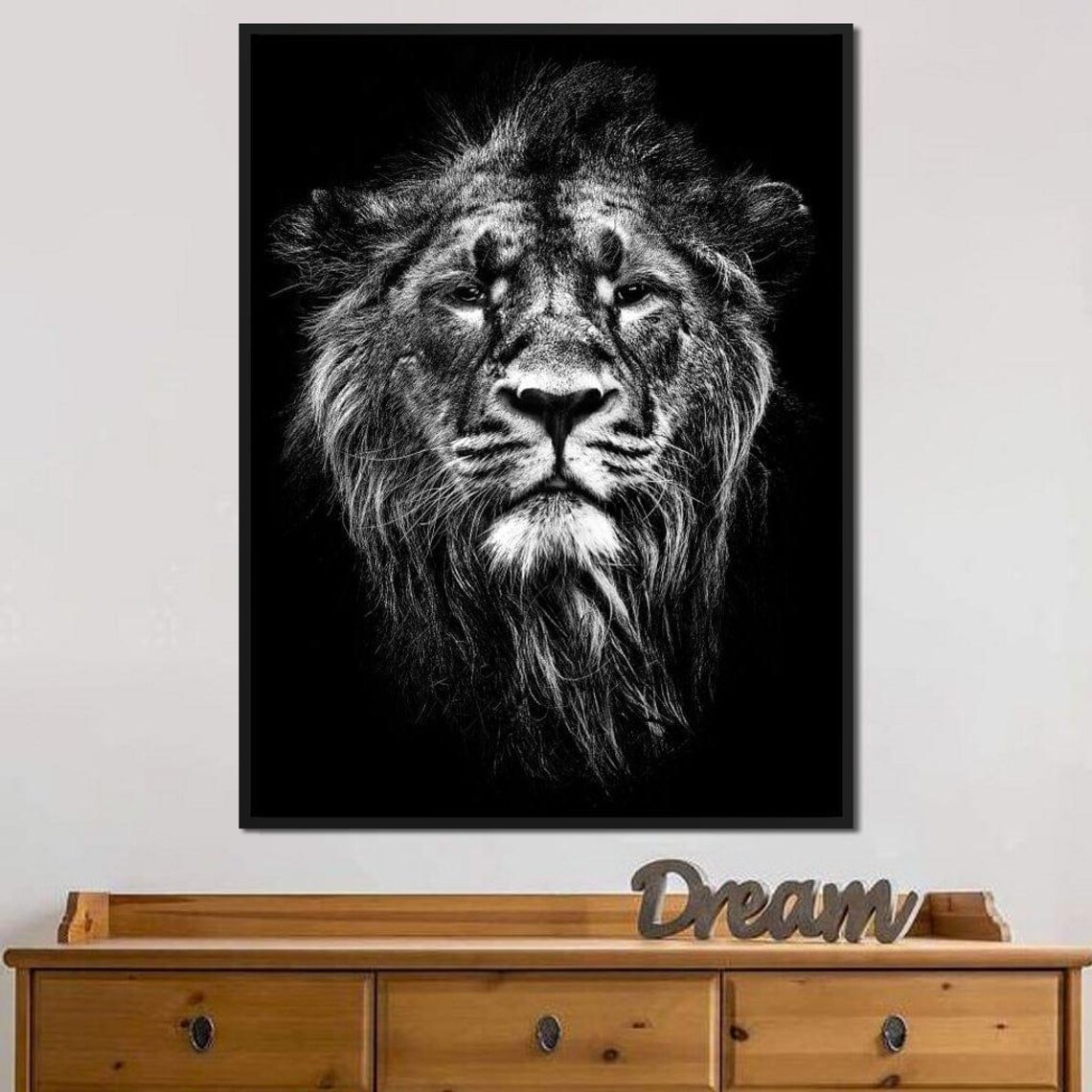 Lion Portrait, Black And White Art Print - Image 2