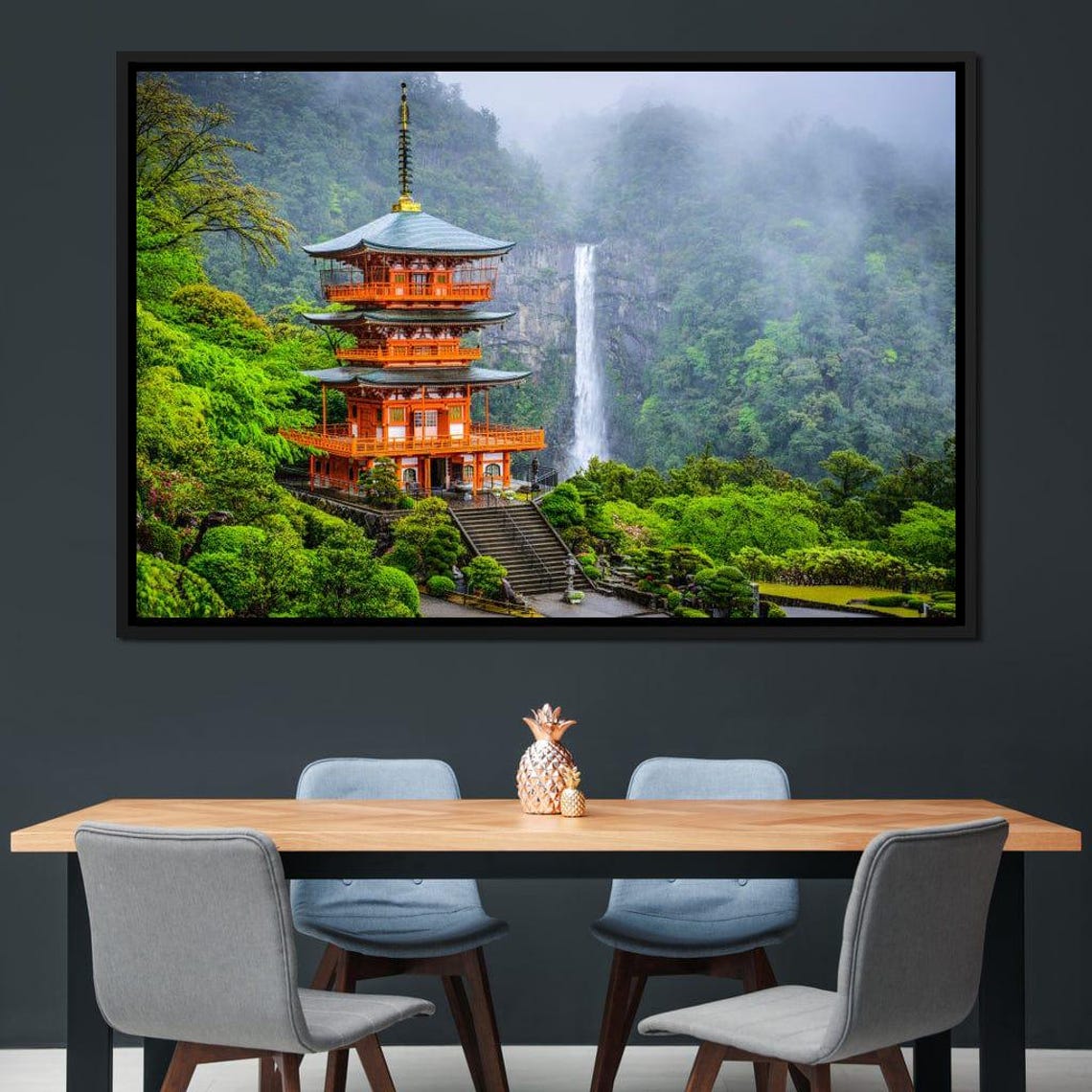 Nachi Japan Three Story Pagoda Waterfall Misty Mountain View Poster