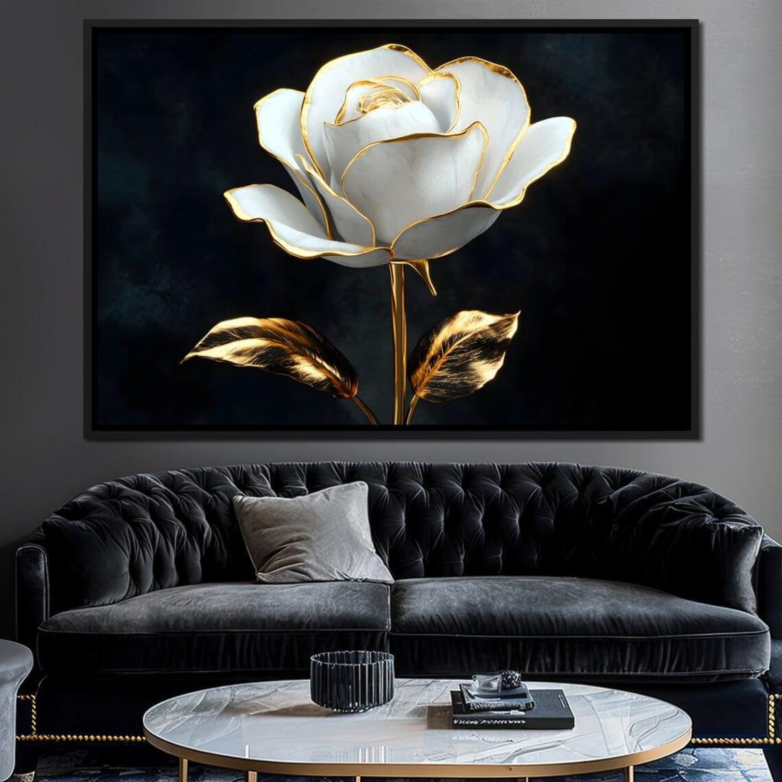 Golden Petals Elegance Home Decor Elegant Wall Art Floral Design Luxury Gold Flower By Nichecanvas - Image 4
