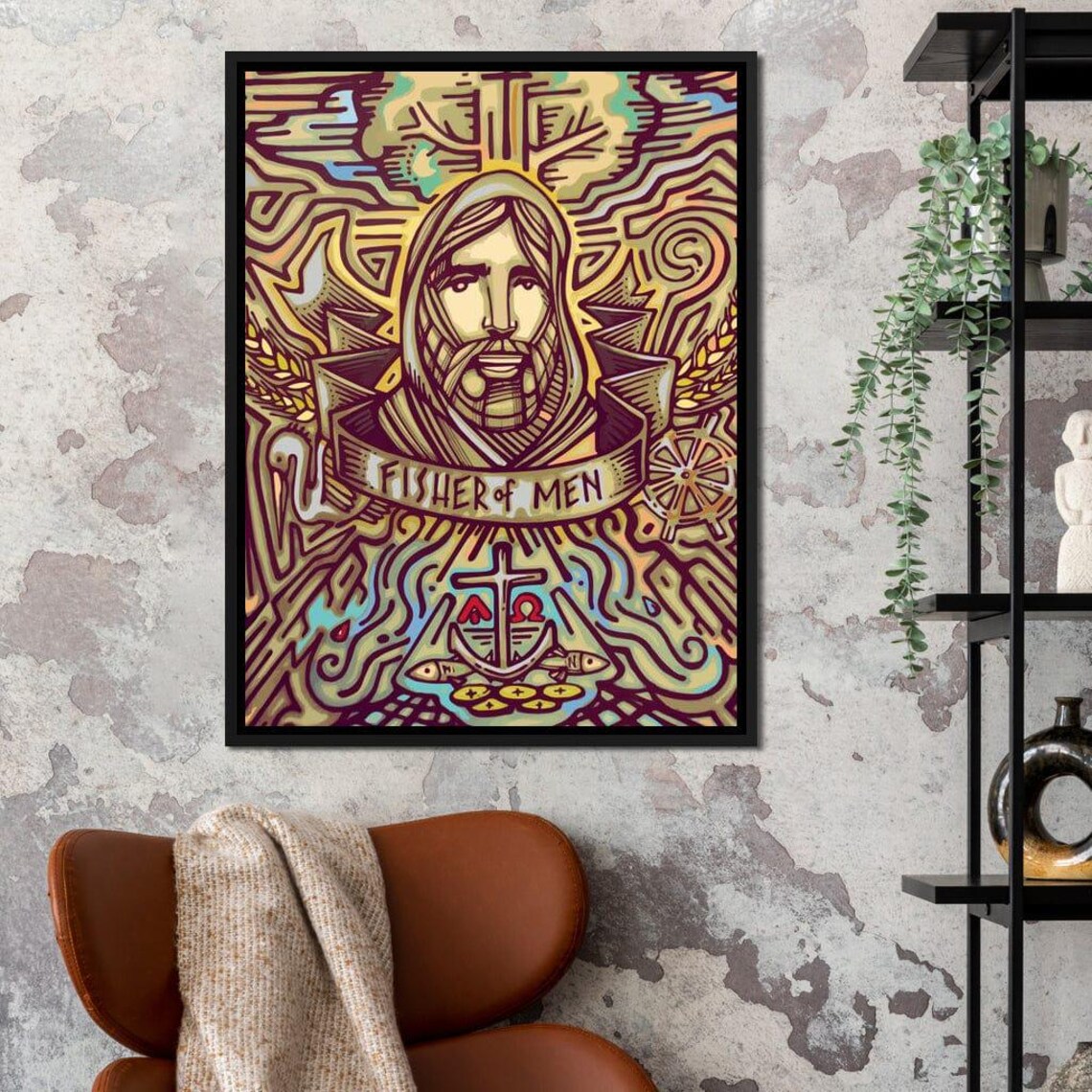 Fisher Of Men Jesus Illustrated Cross Anchor Faith Nautical Wall Art - Image 2