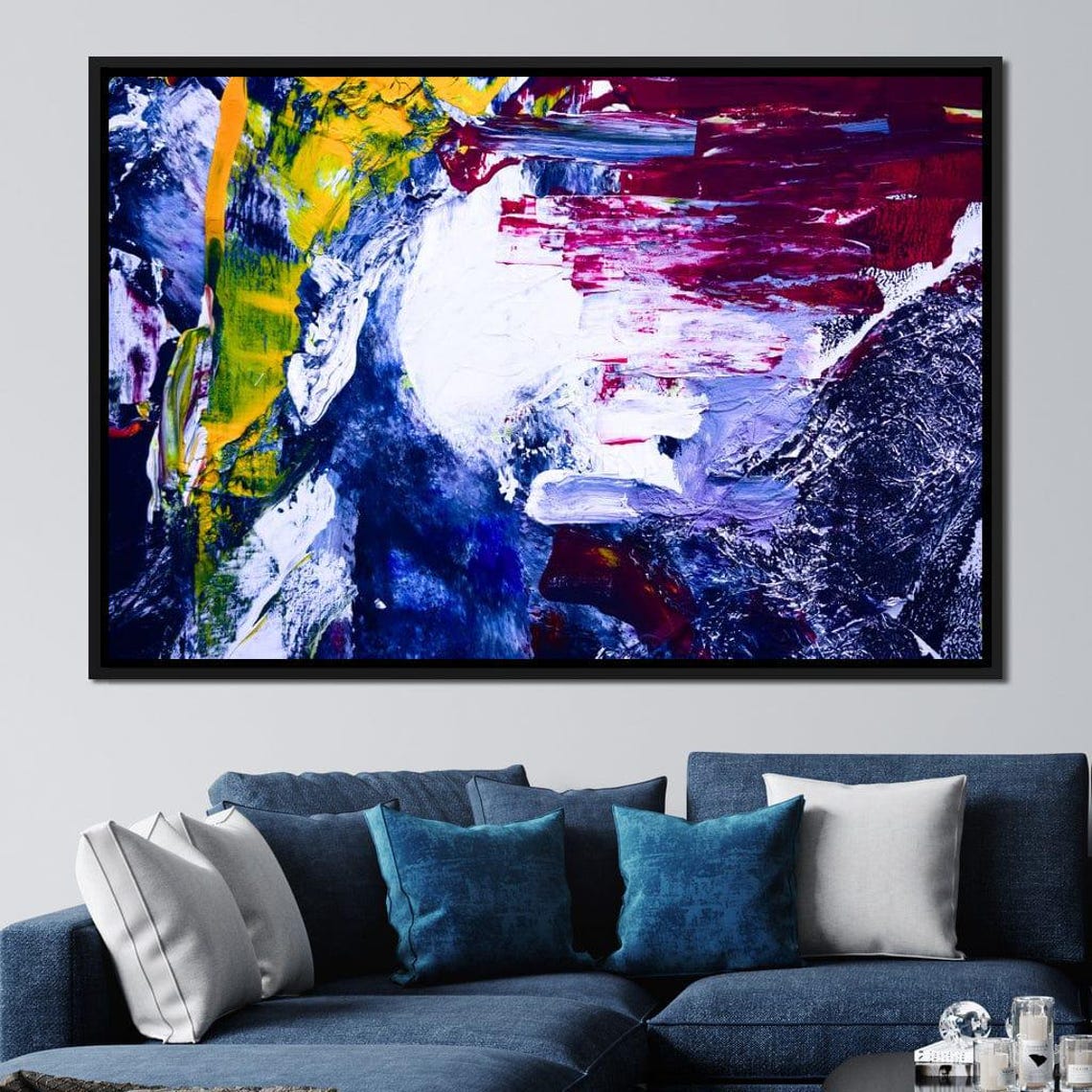 Blue Red Yellow Abstract Splash Modern Ocean Vibe Wall Art Poster