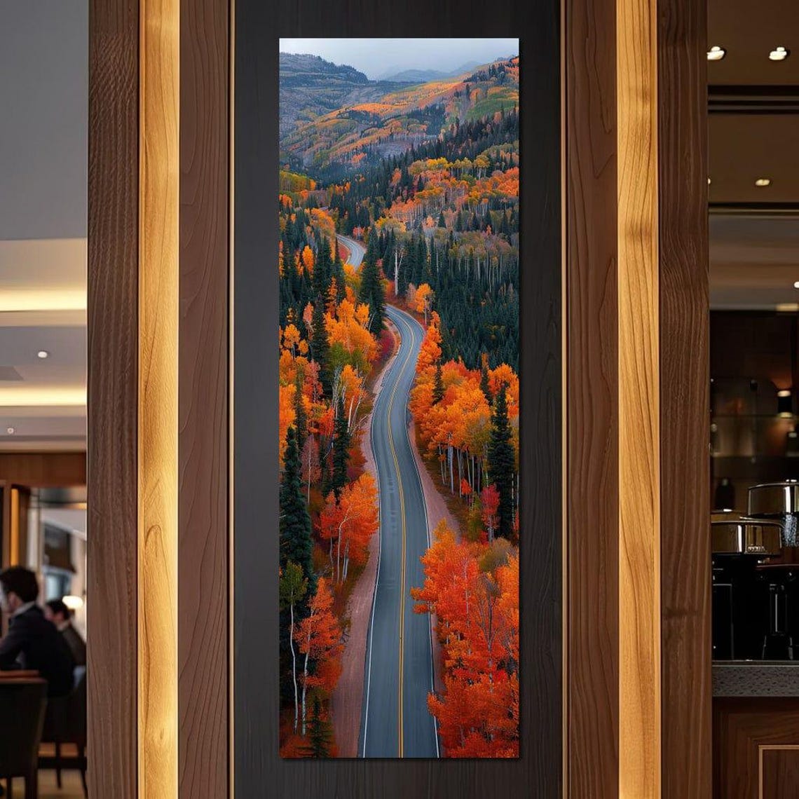 Aerial Autumn Forest Winding Road Orange Fall Foliage Scenic Poster - Image 4
