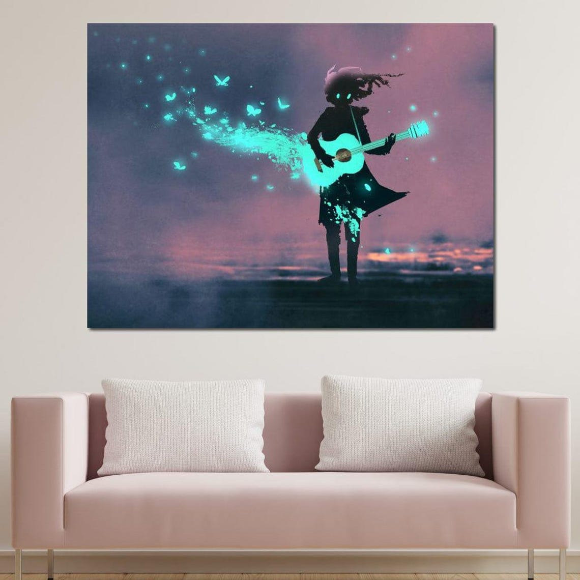 Girl Playing Guitar Music Art - Image 2