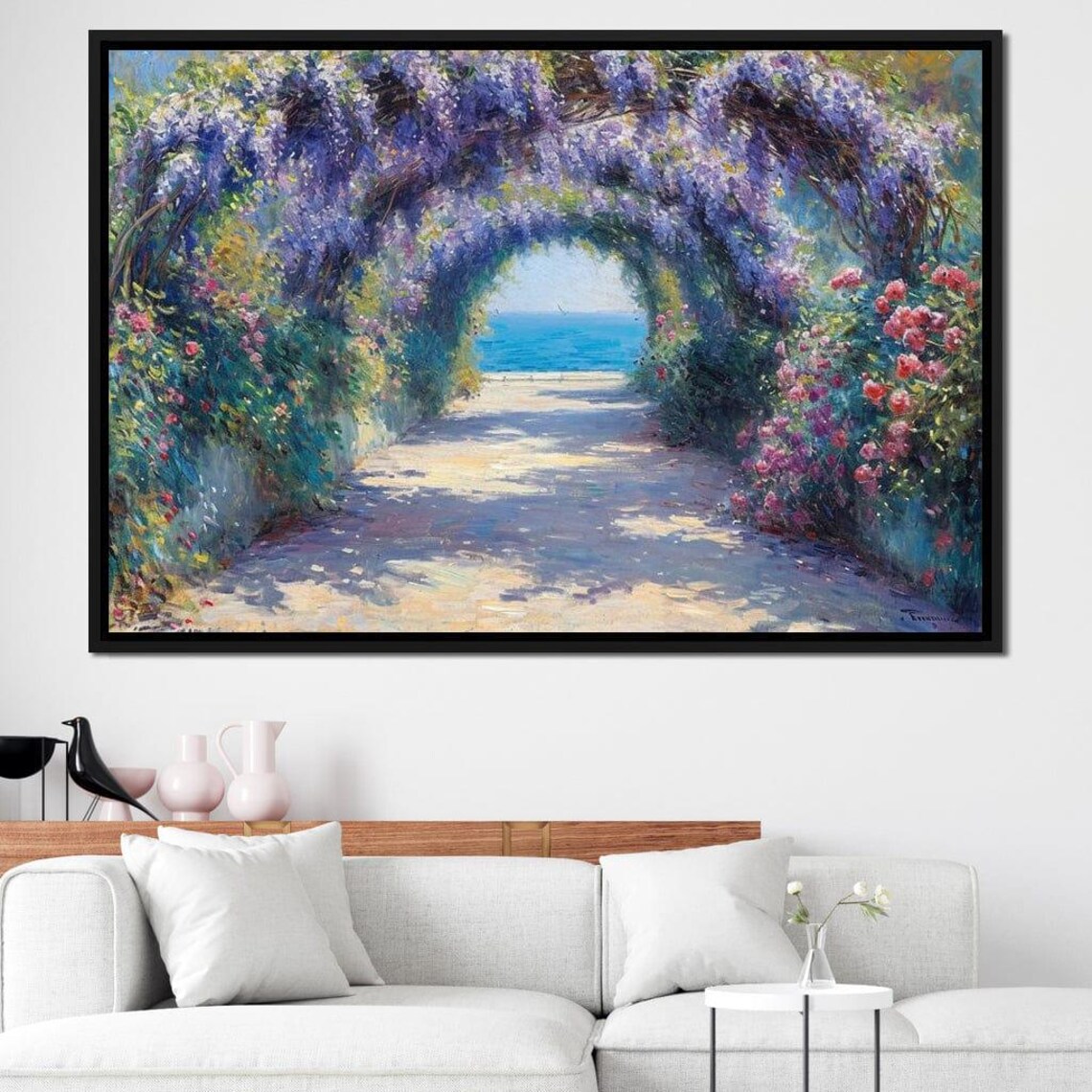 Wisteria Arch Path To Sea Impressionist Garden Landscape Poster - Image 2