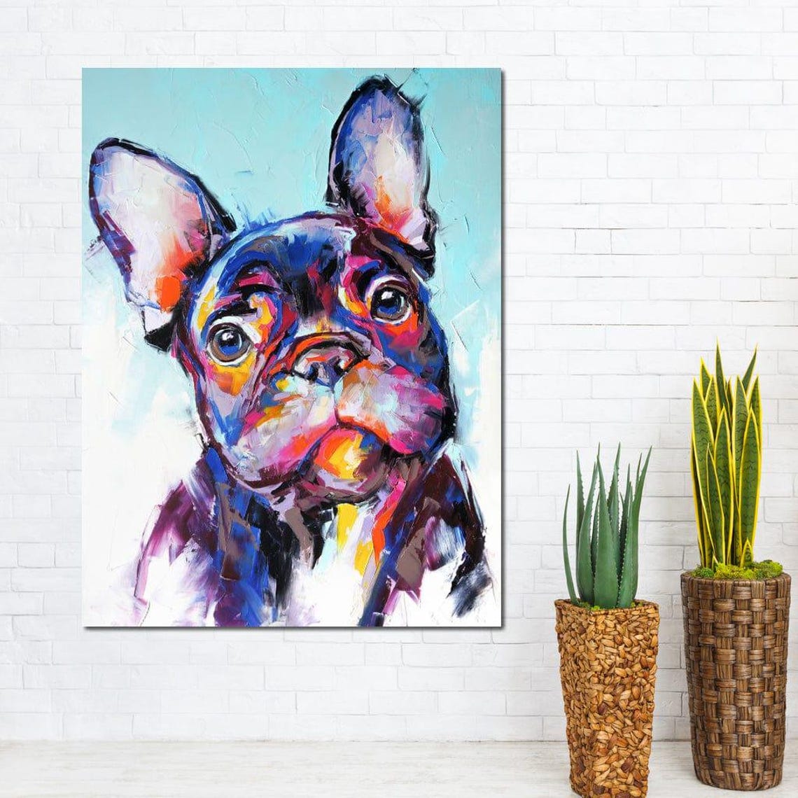 Colorful French Bulldog Portrait Abstract Pop Art Dog Wall Decor Print - Image 3