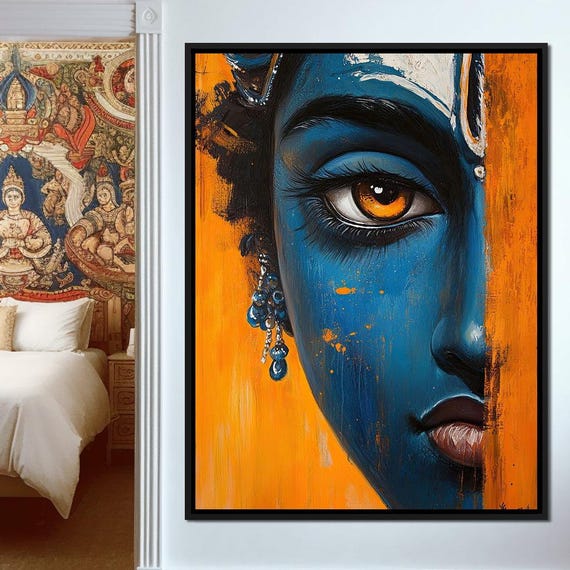 Divine Glimpse Of Enlightenment Spiritual Art Modern Hindu Wall Decor Vibrant Cultural Piece Home Decor By Nichecanvas