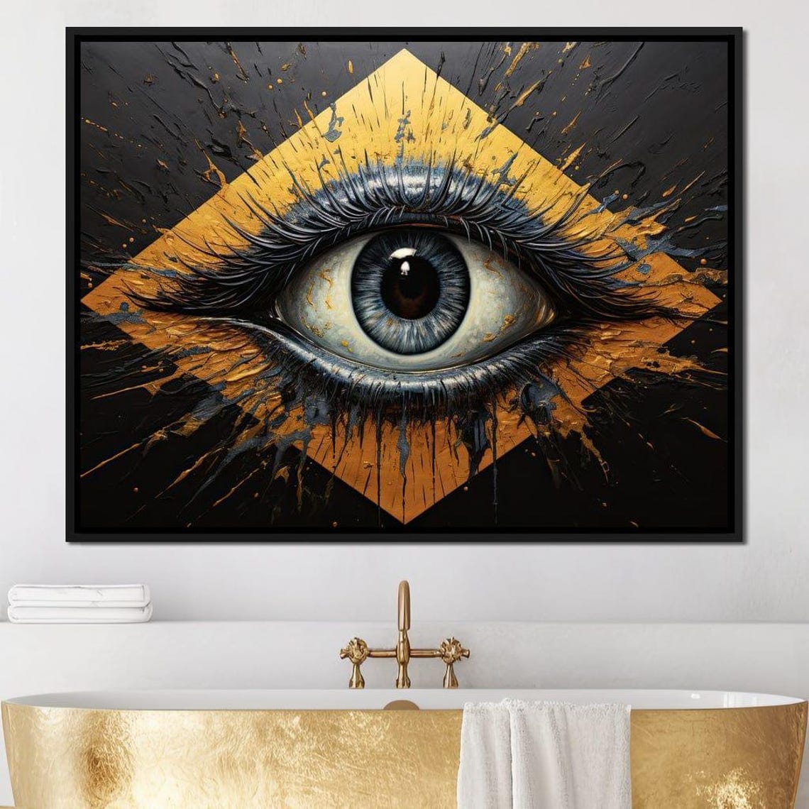Mystic Eye Golden Diamond Abstract Black Gold Eye Art Wall Poster