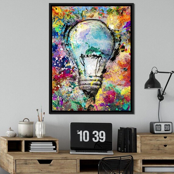 Colorful Lightbulb Art Creative Paint Splash Inspirational Poster