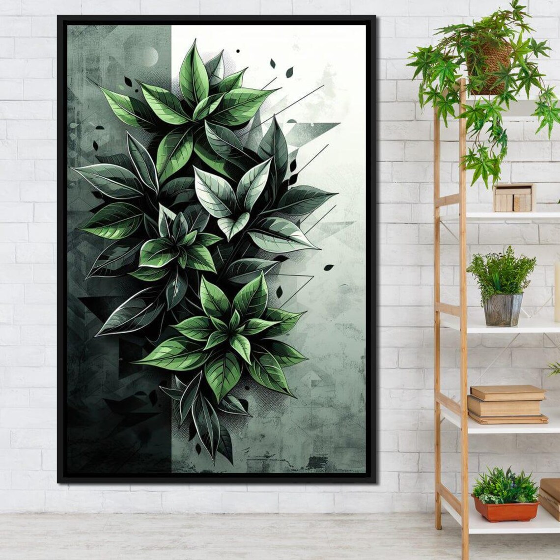 Emerald Green Leaves Modern Botanical Moody Dark Leaf Wall Art Poster - Image 3