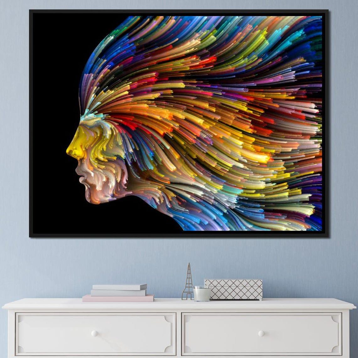 Psychedelic Rainbow Face Colorful Abstract Portrait Art Poster - Image 2