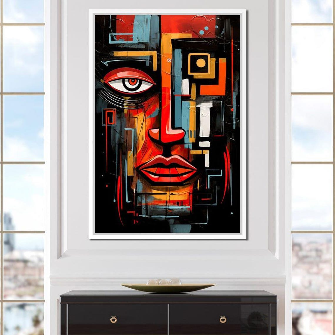 Twilight In Cubist Metropolis Art Urban Abstract Wall Decor Geometric Psychedelic Cityscape By Nichecanvas - Image 3