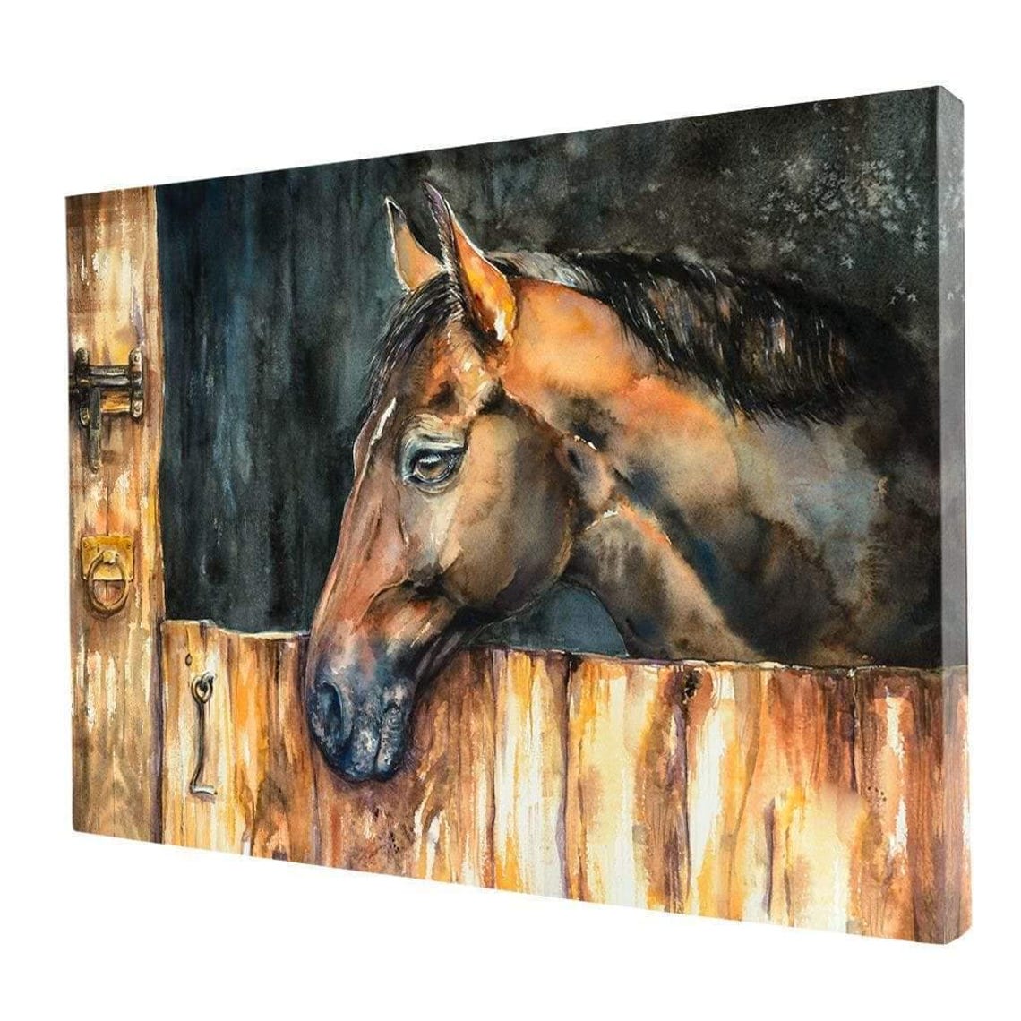 Horse In The Stable Rustic Farmhouse Wall Art Horse Decor Equine Painting Barn Style Oil Painting Animal Portrait By Nichecanvas - Image 4