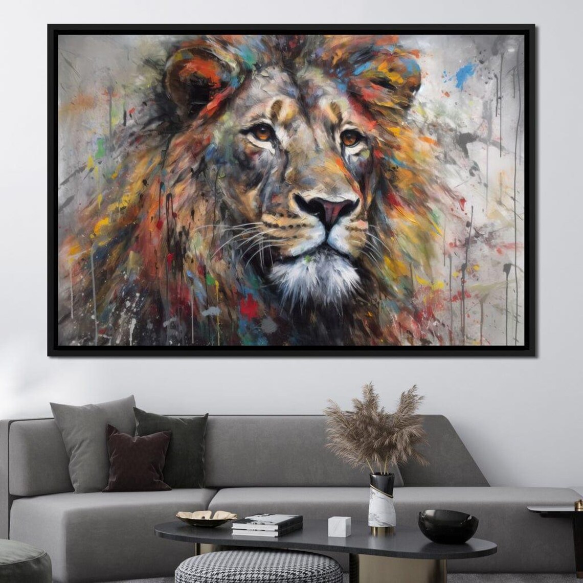 Urban Jungle Lion Jungle Decor Colorful Lion Wall Art Fierce Wildlife Home Decor Safari Animal Portrait By Nichecanvas