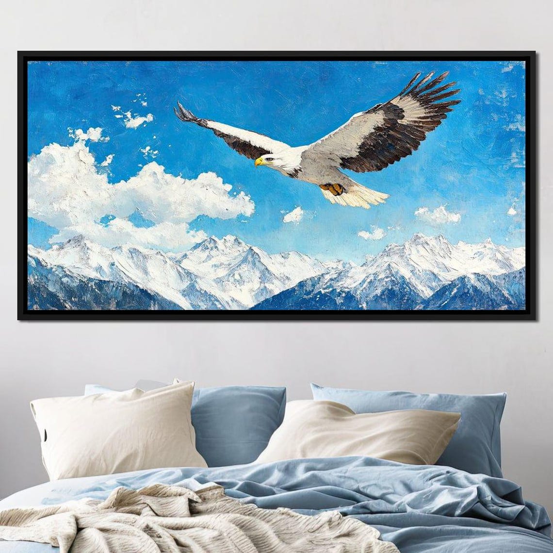 Eagle Soaring Snowy Mountains Blue Sky Freedom Flight Wildlife Poster - Image 4