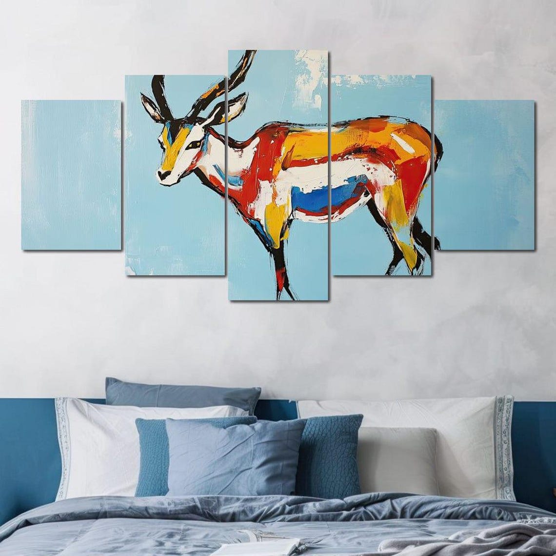 Colorful Abstract Antelope Modern Wildlife Painting Wall Art Poster - Image 4