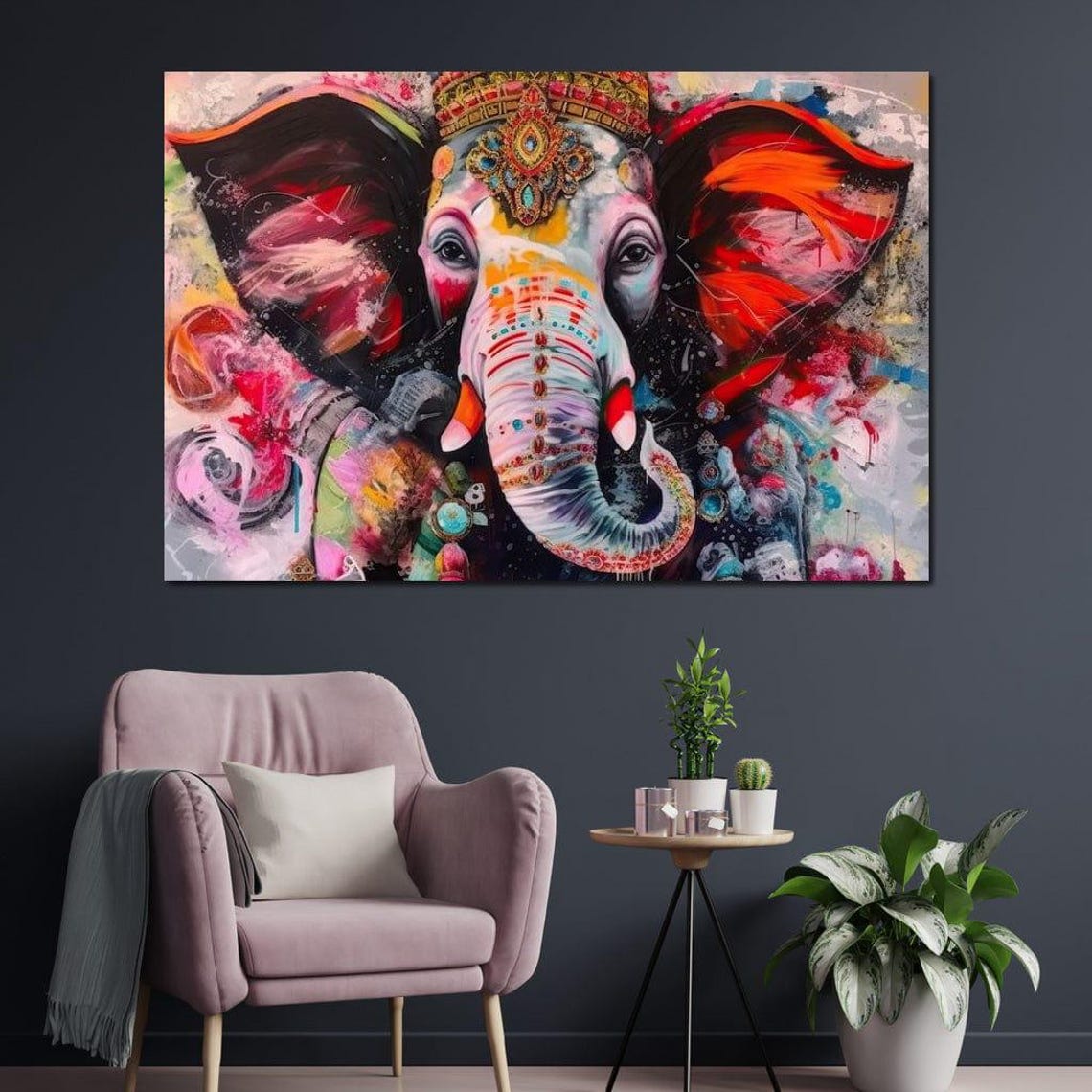 Lord Ganesha Vibrant Abstract Multicolor Splash Spiritual Deity Poster - Image 2