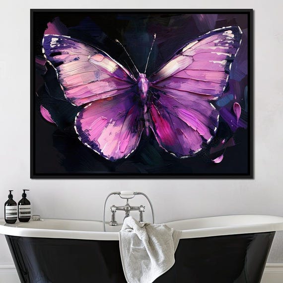 Ethereal Butterfly Awakening Butterfly Art Vibrant Pink Purple Wall Decor Nature Home Decor Modern Painting By Nichecanvas