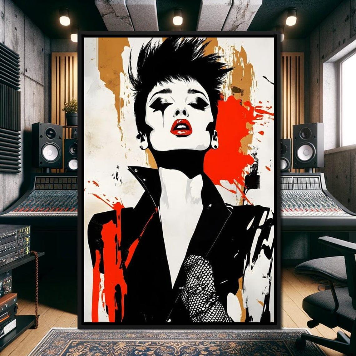 Rebel Expression Unleashed Bold Urban Art Goth Aesthetic Edgy Portrait Modern Home Decor Statement Piece By Nichecanvas - Image 4