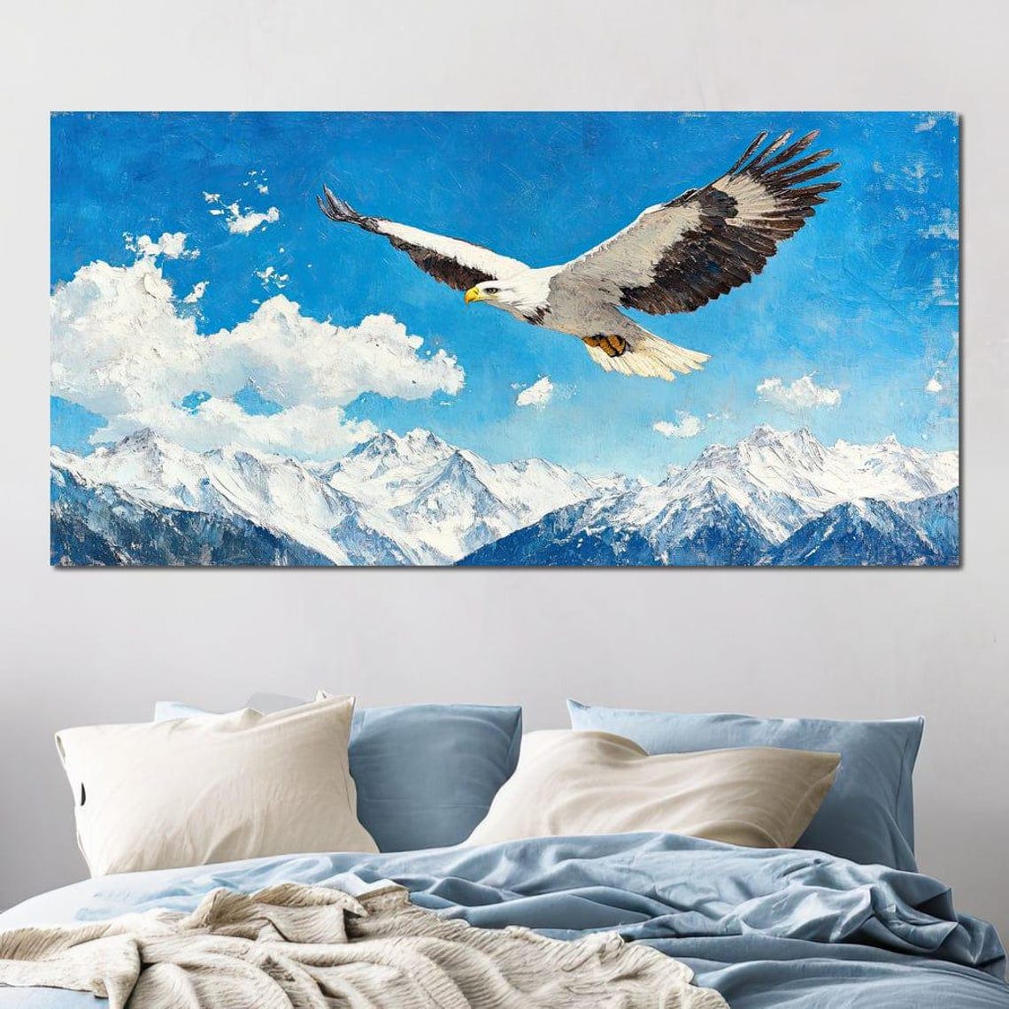 Eagle Soaring Snowy Mountains Blue Sky Freedom Flight Wildlife Poster - Image 3