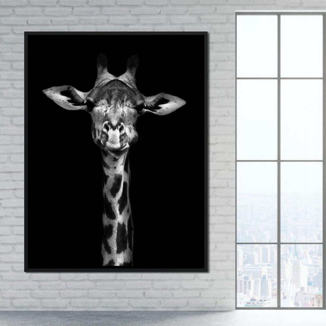 Black And White Giraffe Portrait Monochrome Safari Minimalist Art Poster - Image 2