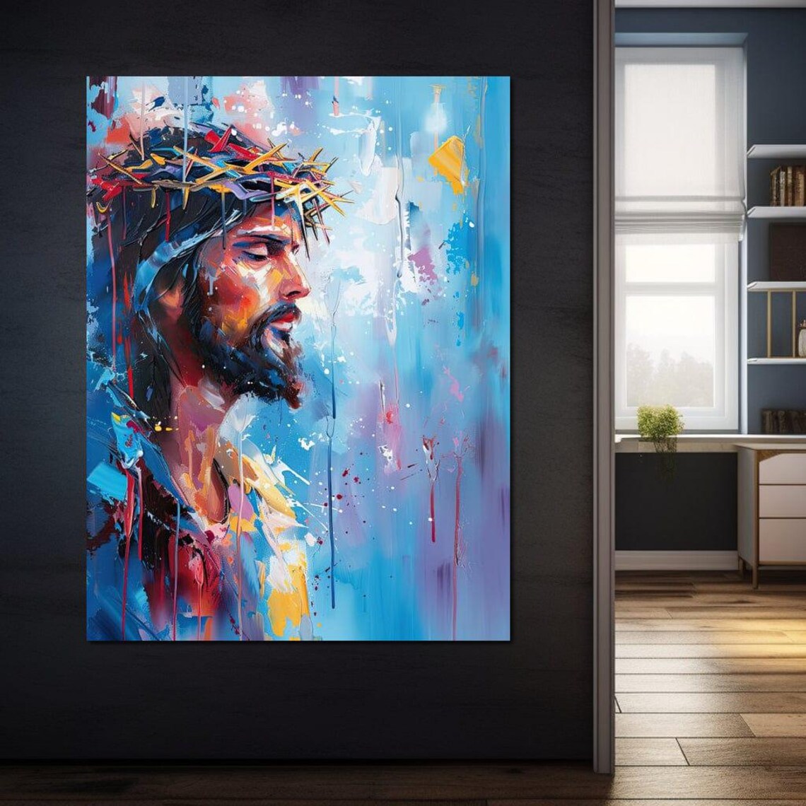 Colorful Jesus Christ Crown Of Thorns Modern Abstract Christian Art Poster - Image 2