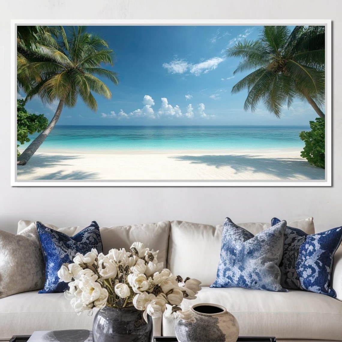 Tropical Shoreline Beach Travel Poster, Ocean View