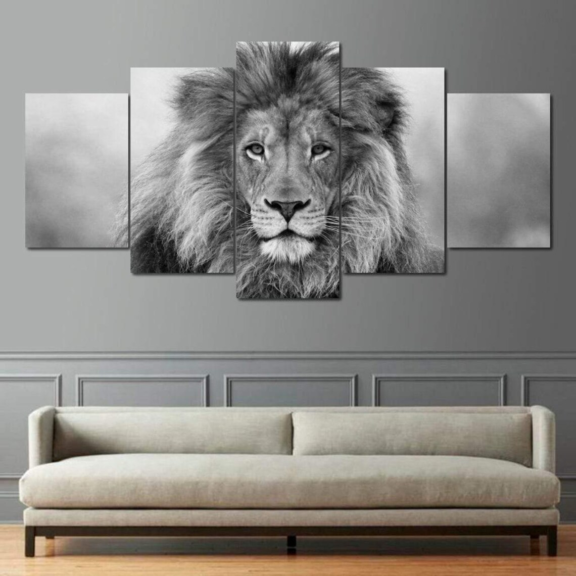 Black And White Lion - Minimalist Art Print - Image 4