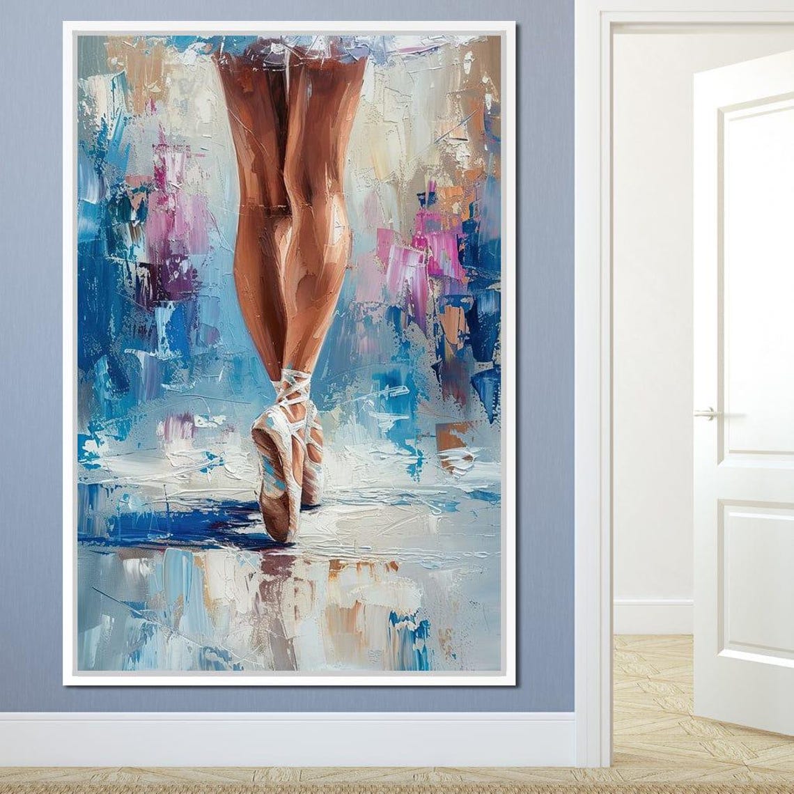 Ballerina En Pointe Pastel Blue Dream Dance Legs Artistic Wall Art