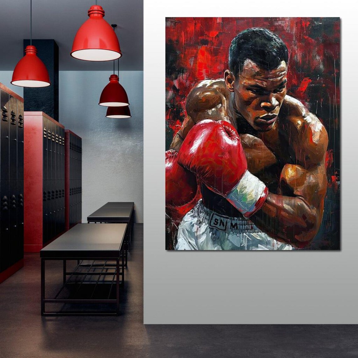 Boxer Fighter Red Gloves Bold Painted Portrait Motivational Sports Poster - Image 2
