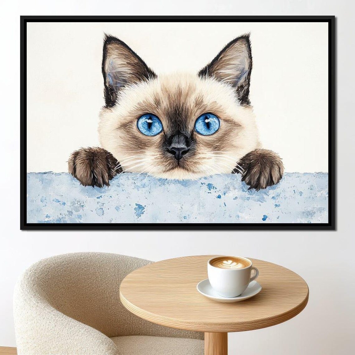 Siamese Cat Art Print, Curious Blue-Eyed Look - Image 3