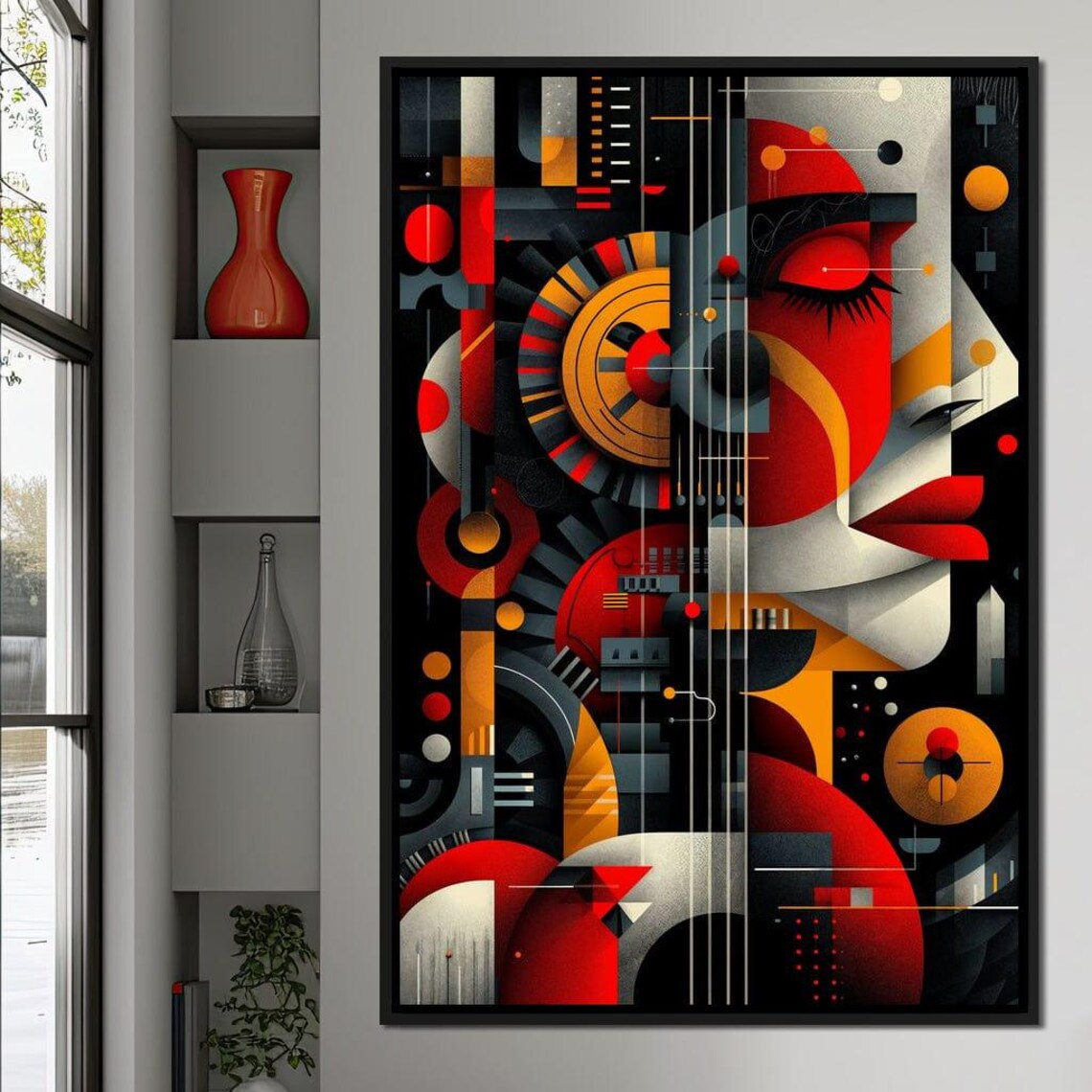 Geometric Woman Profile Art Deco Style Bold Red Black Gold Wall Poster - Image 4