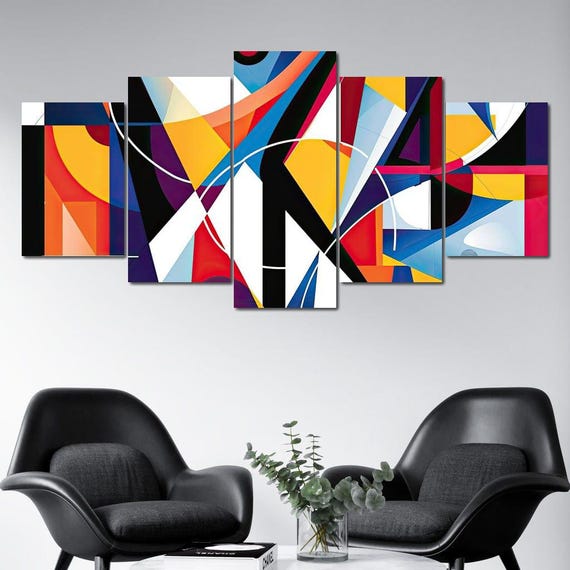 Abstract Symphony Of Colors Colorful Geometric Art Modern Home Decor Vibrant Wall Art For Living Room By Nichecanvas