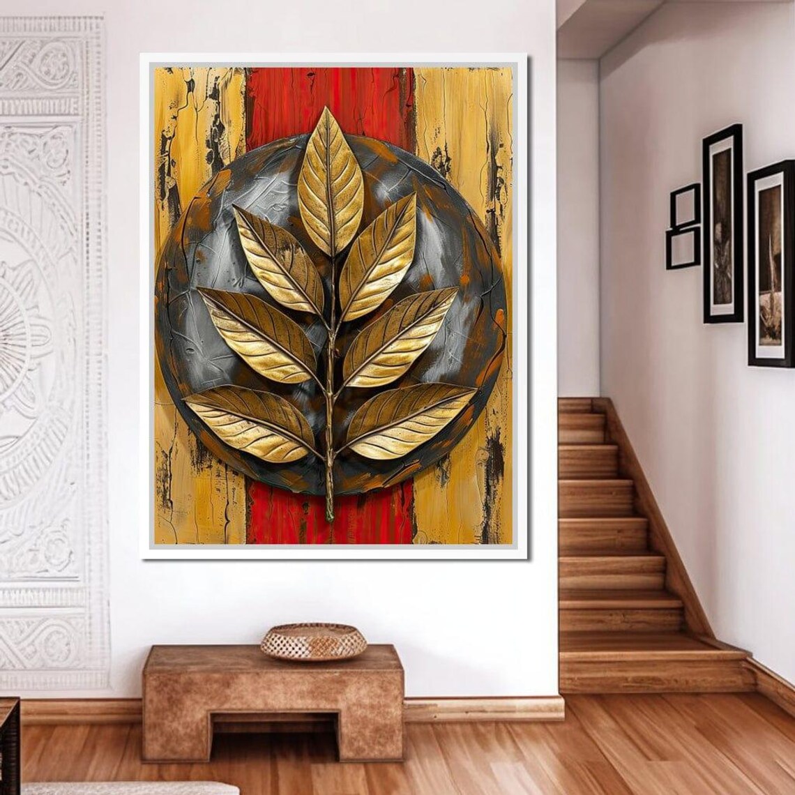 Golden Botanical Orbit - Abstract Botanical Art