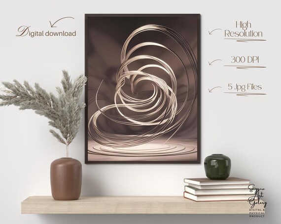 Abstract Line Art Modern Swirl Design With Fluid Curves Elegant Minimal Wall Decor