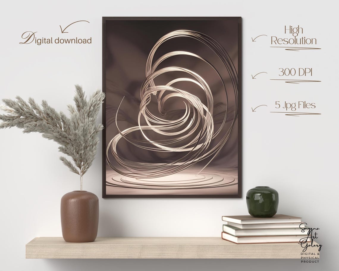 Abstract Bronze Swirl Line Art Modern Elegant Minimal Wall Poster