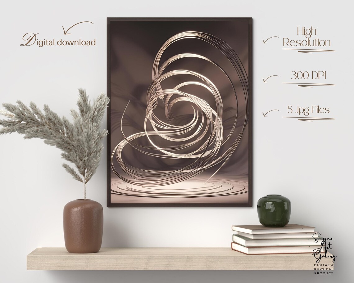 Abstract Line Art Modern Swirl Design With Fluid Curves Elegant Minimal Wall Decor