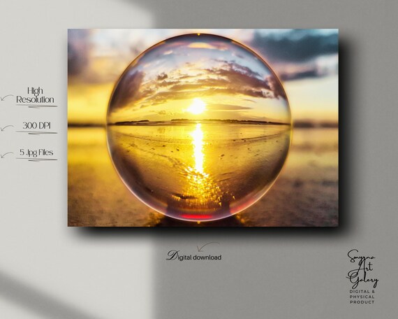 Crystal Ball Sunset Print Abstract Golden Hour Nature Photo
