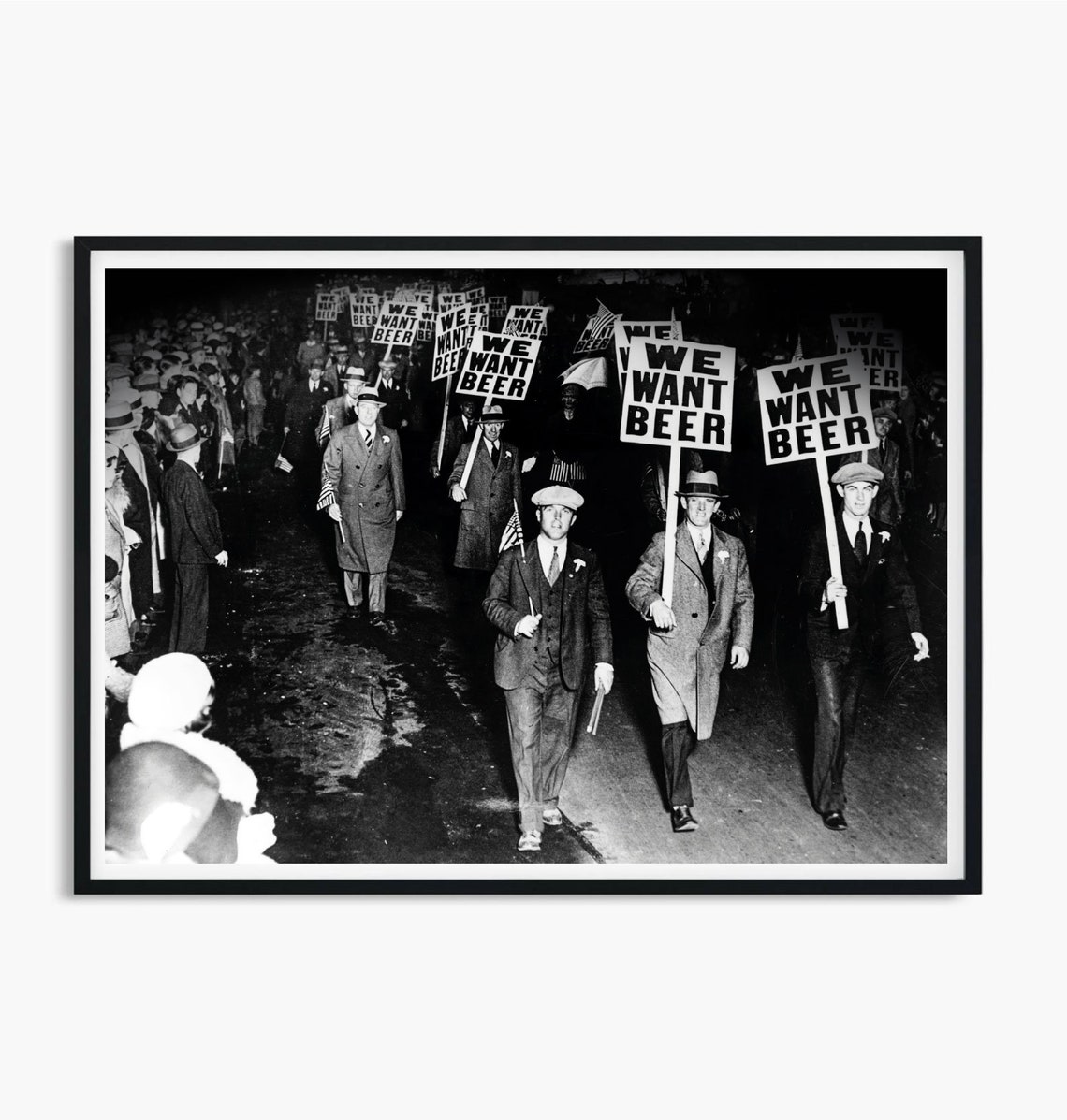 We Want Beer Prohibition Rally Night Crowd Vintage Photo Poster