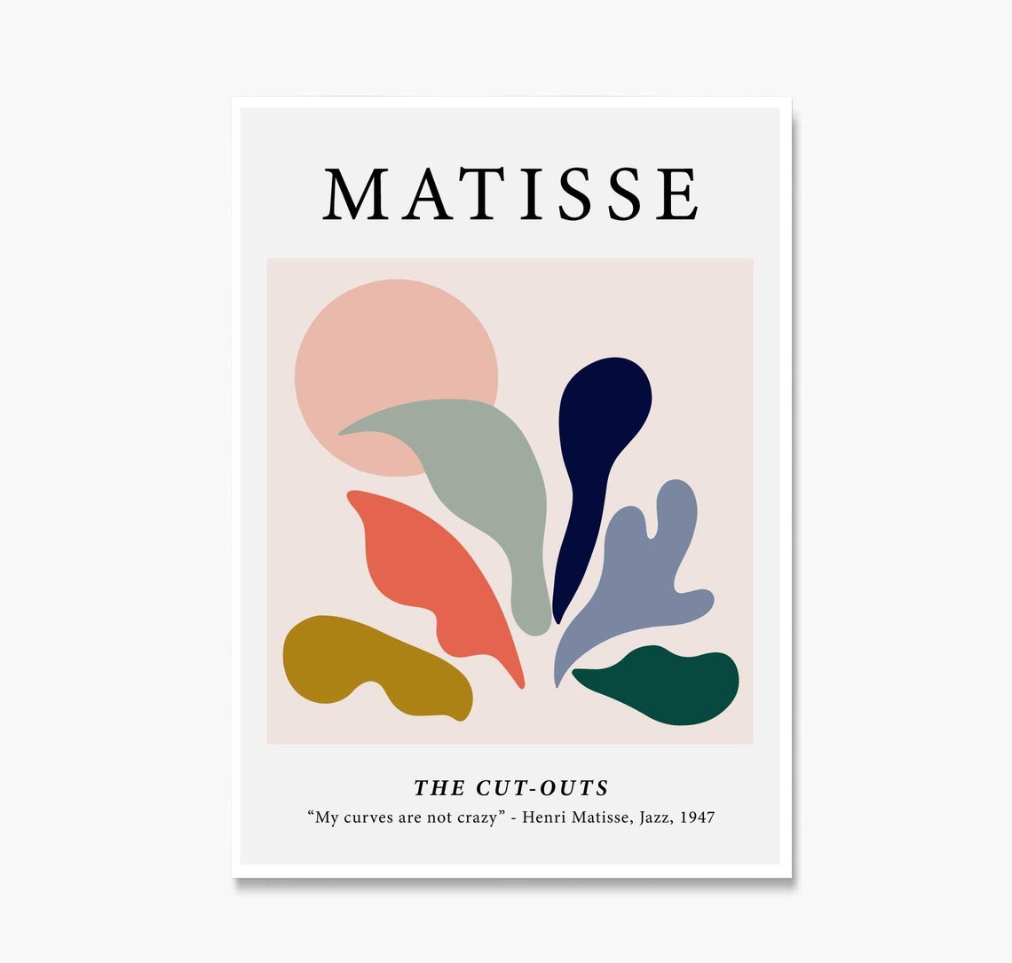 Matisse Art Print Poster Matisse Cut Outs Matisse Art Vintage Wall Art Pastel Coloured Prints Matisse My Curves Are Not Crazy - Image 4